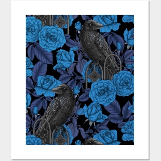 Ravens and blue roses Posters and Art